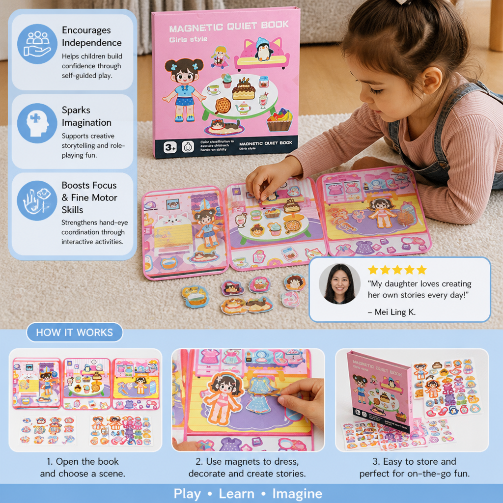 Montessori Magnetic Quiet Book – Creative Dress-Up & Scene Play