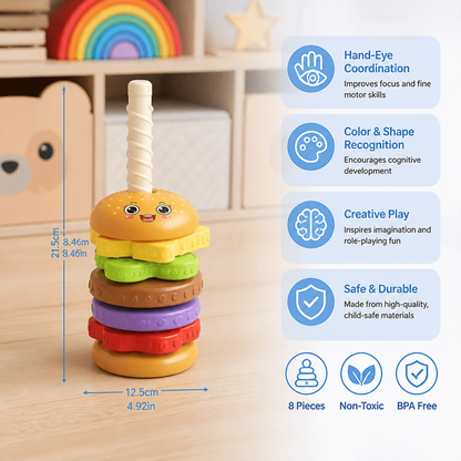 Interactive Rotating Burger Stacking Puzzle