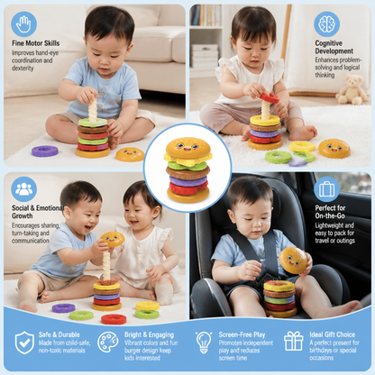 Interactive Rotating Burger Stacking Puzzle