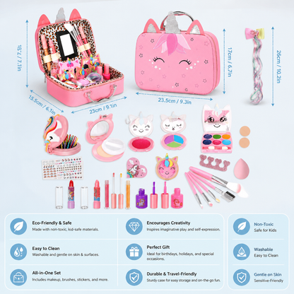 Kids’ Eco-Friendly & Easy-to-Wash Princess Makeup Kit with Cosmetic Bag