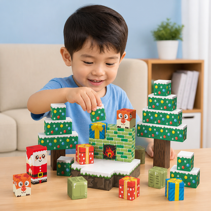 54-Piece Christmas Magnetic Building Blocks Set for Kids