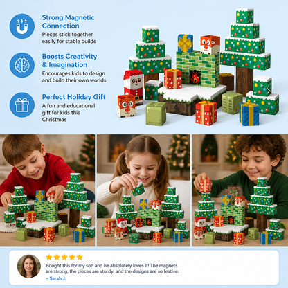 54-Piece Christmas Magnetic Building Blocks Set for Kids