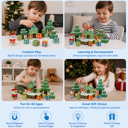 54-Piece Christmas Magnetic Building Blocks Set for Kids