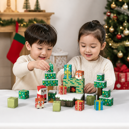54-Piece Christmas Magnetic Building Blocks Set for Kids