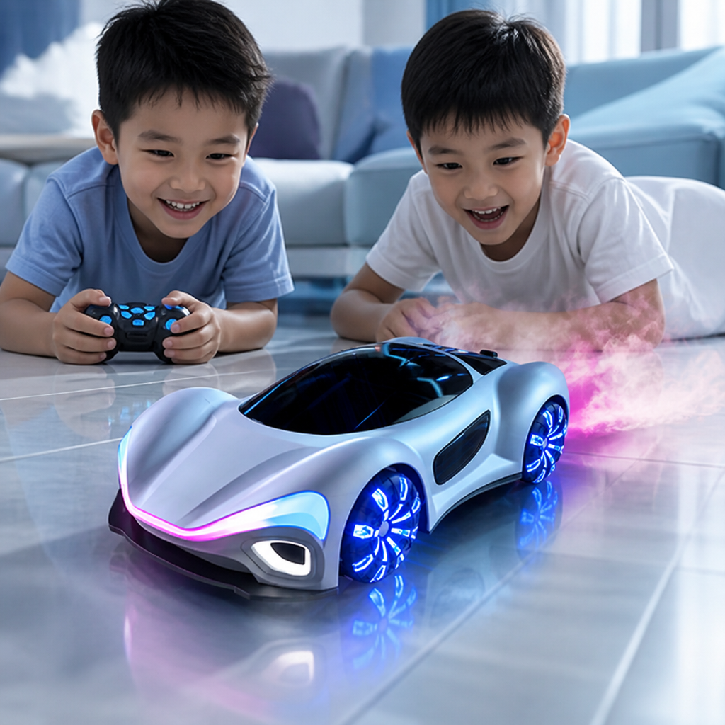 Light-Up RC Drift Car with Spray Effect & Charging Station