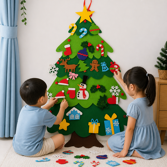 Kids’ DIY Felt Christmas Tree with Decorative Ornaments