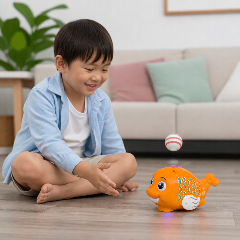 Interactive Floating Ball Fish Toy with Lights & Music
