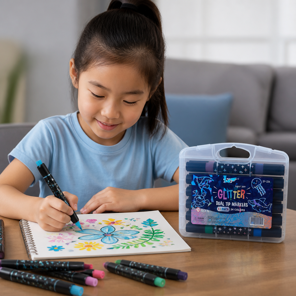 Glitter Dual-Tip Acrylic Paint Marker Set