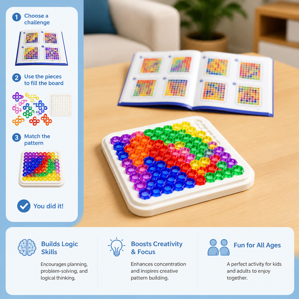 Rainbow Bead Puzzle Board – Logic & Problem-Solving Game