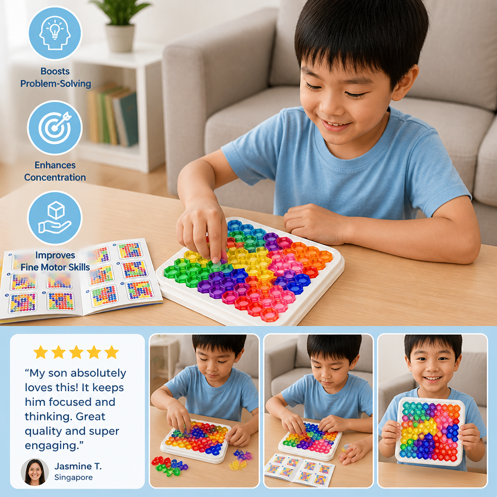 Rainbow Bead Puzzle Board – Logic & Problem-Solving Game