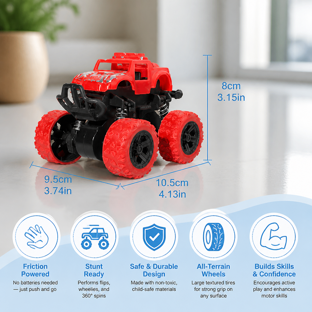 Friction-Powered Monster Truck Stunt Car for Kids