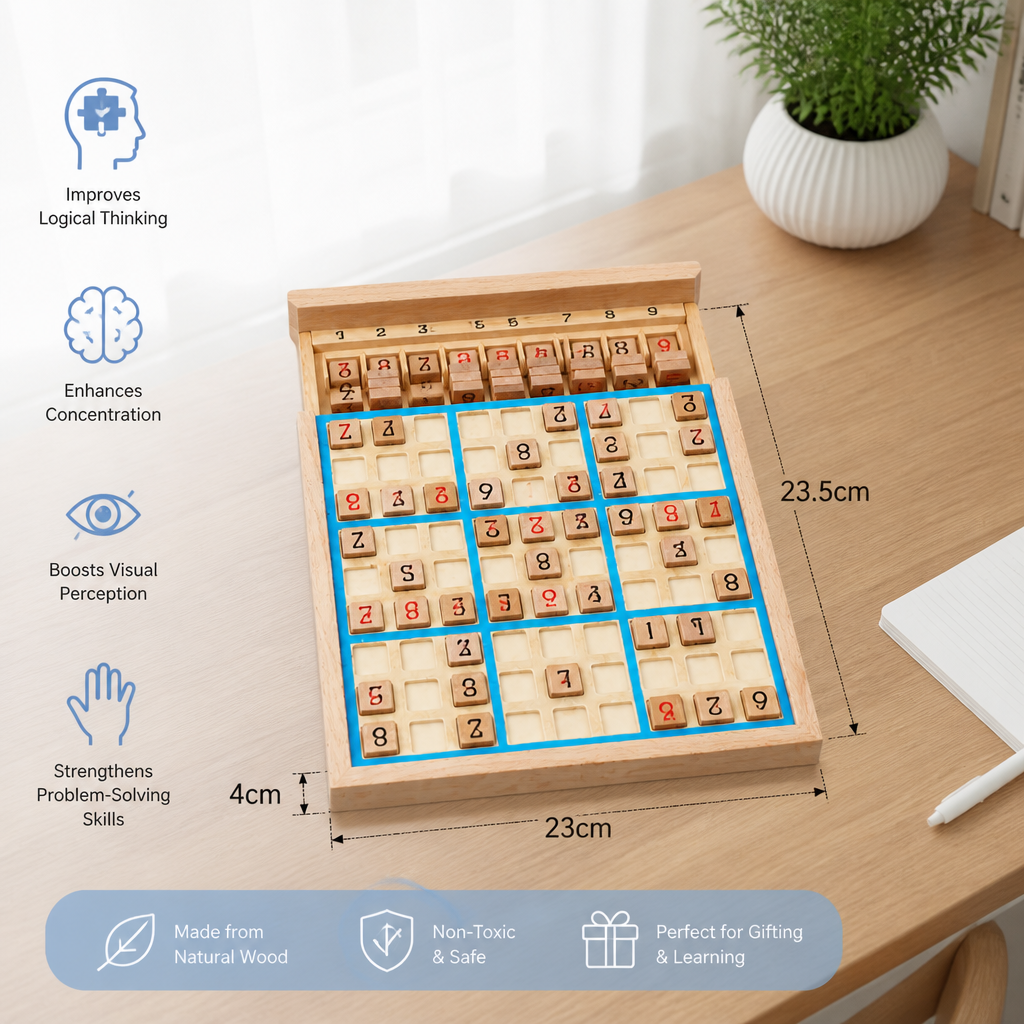 Wooden Sudoku Puzzle Board – Educational Logic & Math Game