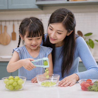 Stainless Steel Grape & Cherry Tomato Cutter – Safe One-Press Quarter Slicer for Toddlers & Kids