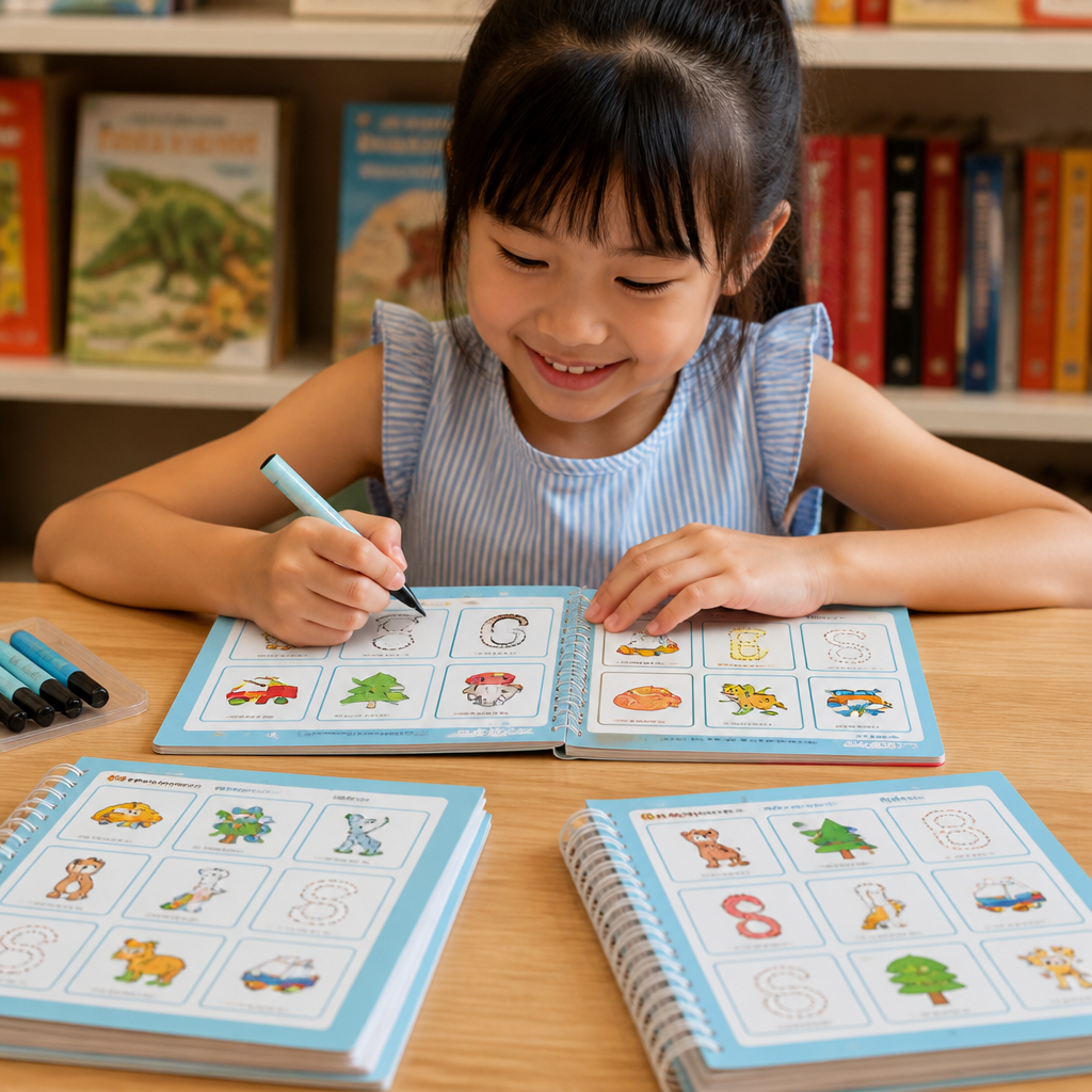 Reusable Grooved Handwriting Practice Books for Kids – 6-Piece Tracing & Writing Set