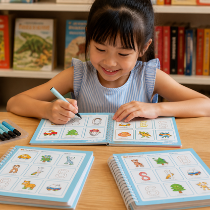 Reusable Grooved Handwriting Practice Books for Kids – 6-Piece Tracing & Writing Set