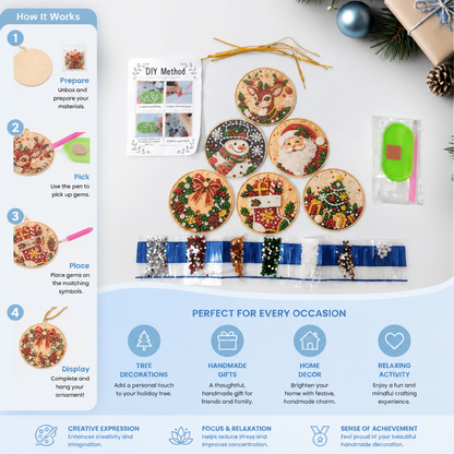 DIY Christmas Diamond Painting Ornament Kit – Festive Tree Hanging Decorations