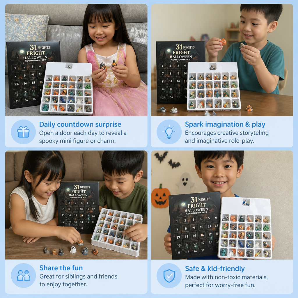 Halloween Countdown Calendar with Surprise Horror Mini Figures & Charms