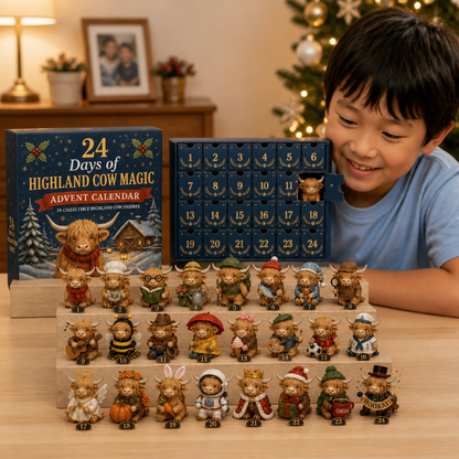 24-Day Highland Cow Advent Calendar with Collectible Mini Figurines