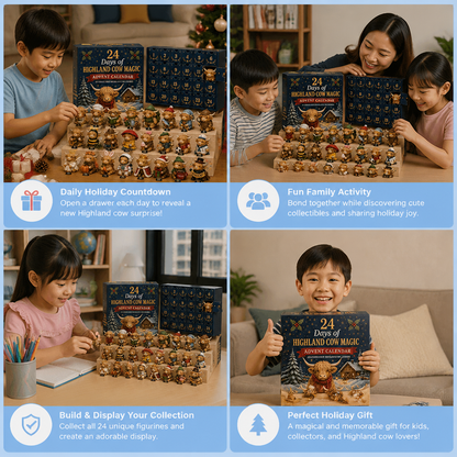 24-Day Highland Cow Advent Calendar with Collectible Mini Figurines