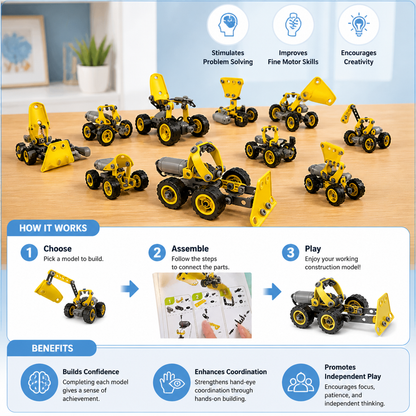 10-in-1 Creative Electric Construction Truck Building Set for Kids