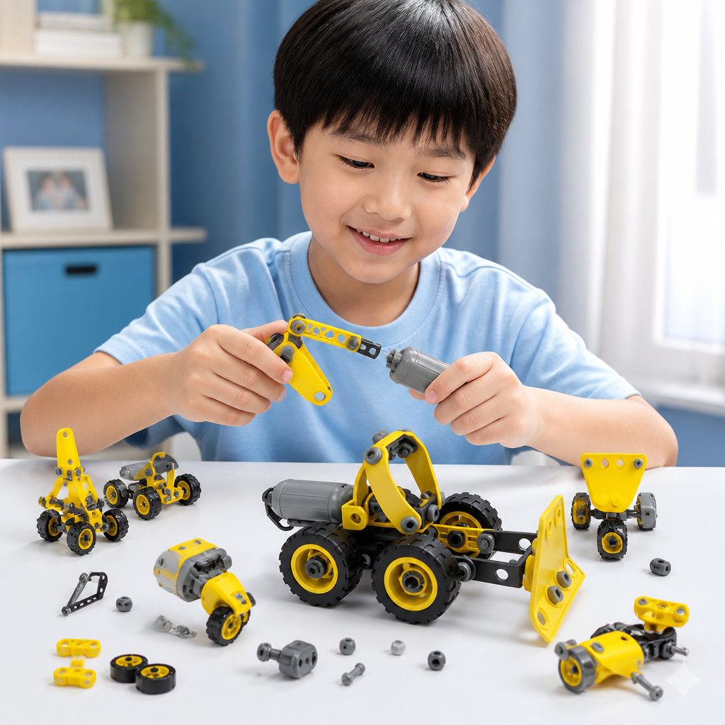 10-in-1 Creative Electric Construction Truck Building Set for Kids