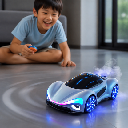 Light-Up RC Drift Car with Spray Effect & Charging Station