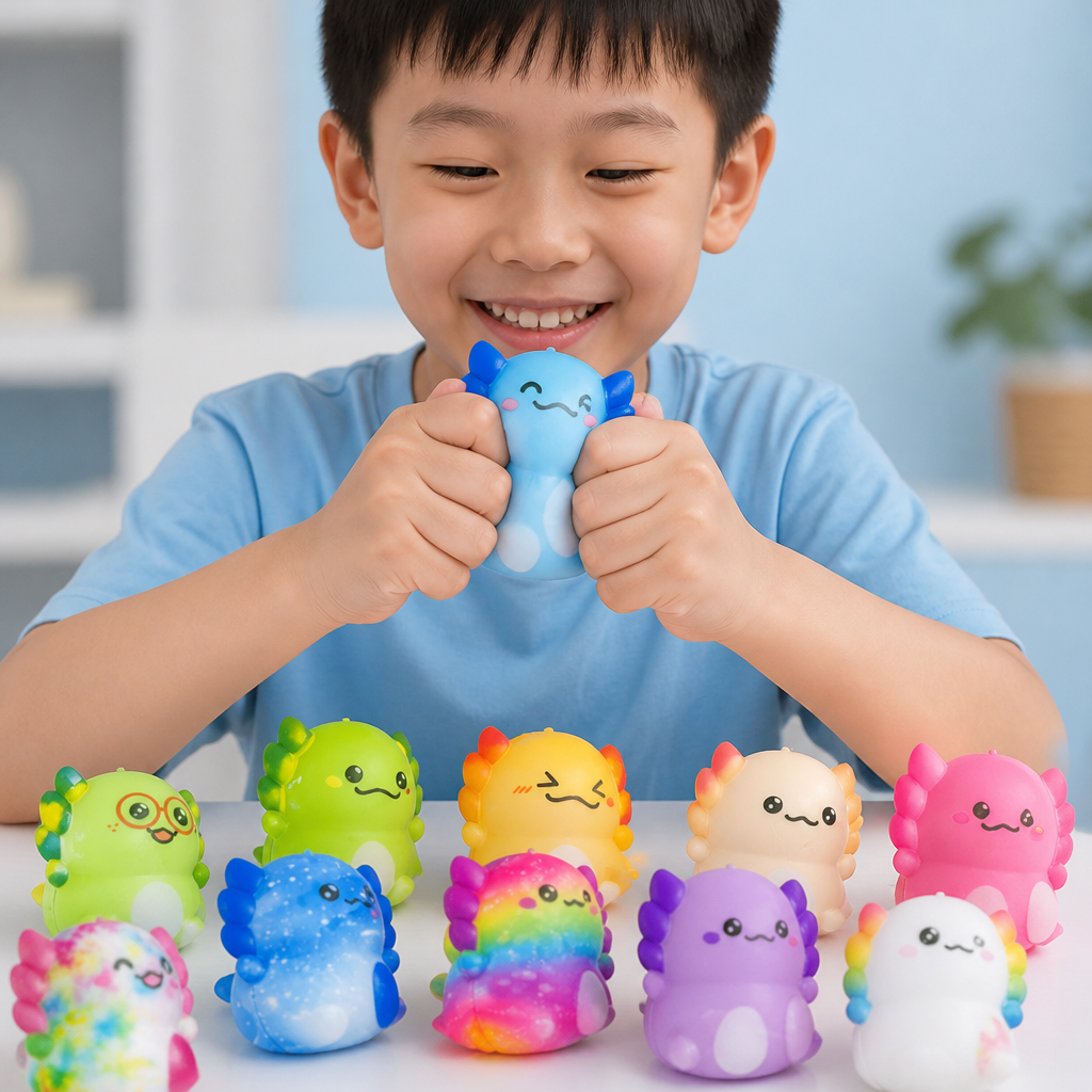 24-Pack Soft Axolotl Squishy Stress Relief Toys