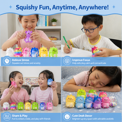 24-Pack Soft Axolotl Squishy Stress Relief Toys