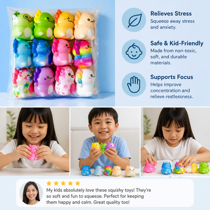 24-Pack Soft Axolotl Squishy Stress Relief Toys