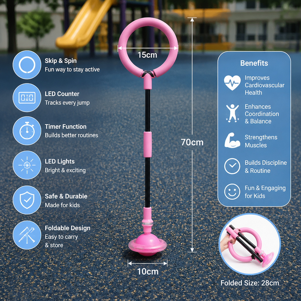 3-in-1 LED Skip Ball with Jump Counter & Timer for Kids
