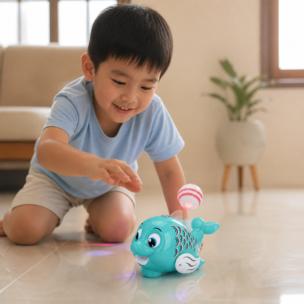Interactive Floating Ball Fish Toy with Lights & Music