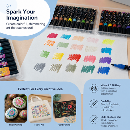 Glitter Dual-Tip Acrylic Paint Marker Set