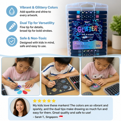 Glitter Dual-Tip Acrylic Paint Marker Set