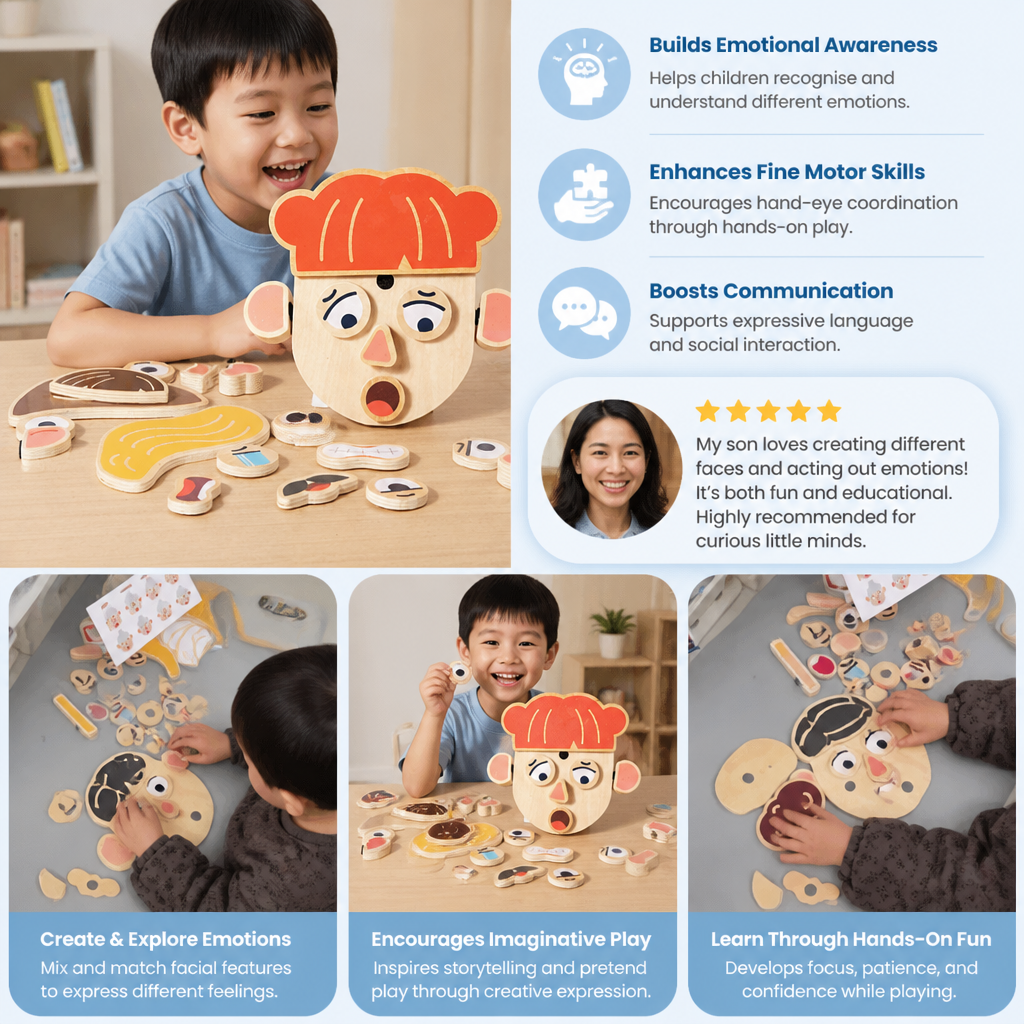 Wooden Facial Expressions & Emotions Learning Toy for Kids