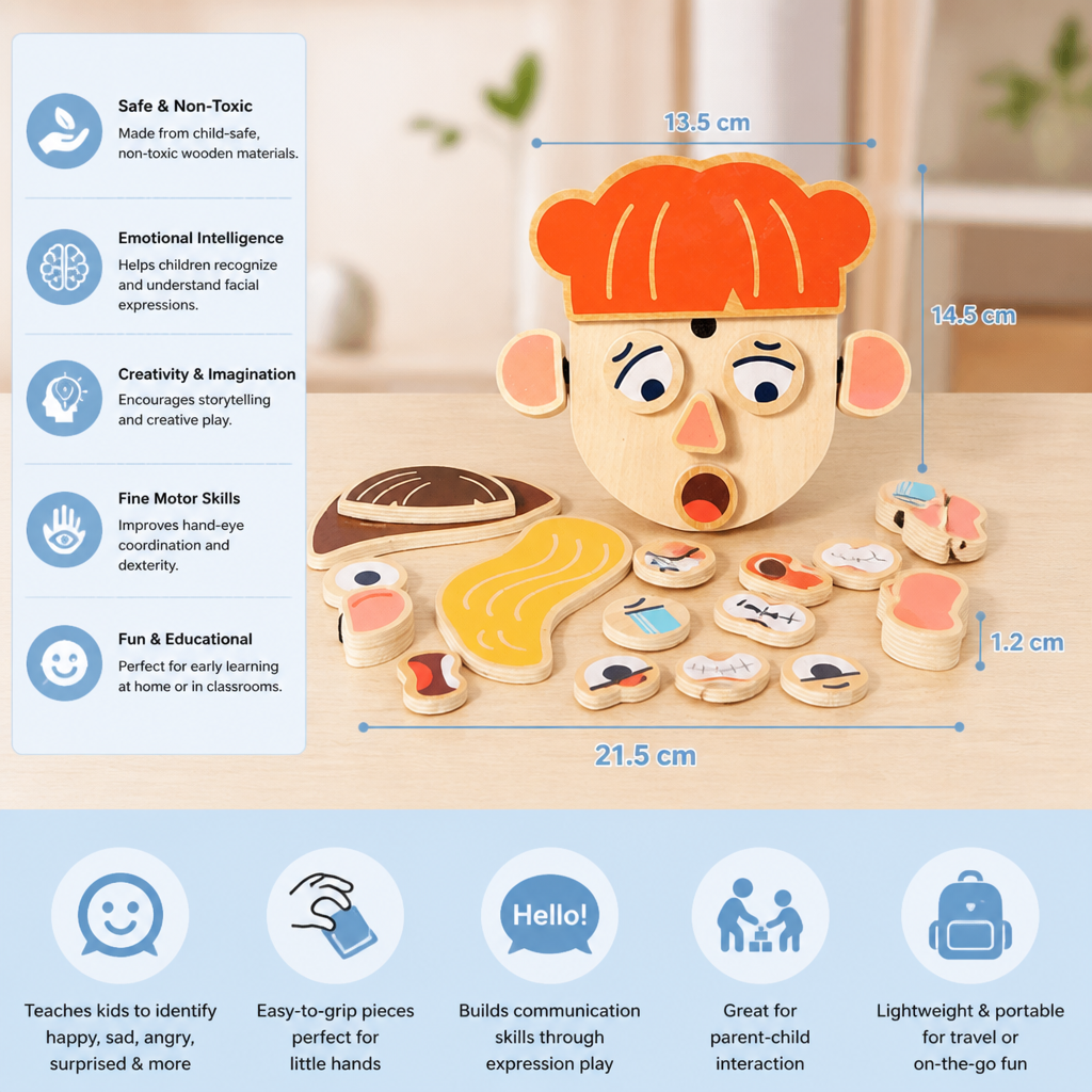 Wooden Facial Expressions & Emotions Learning Toy for Kids