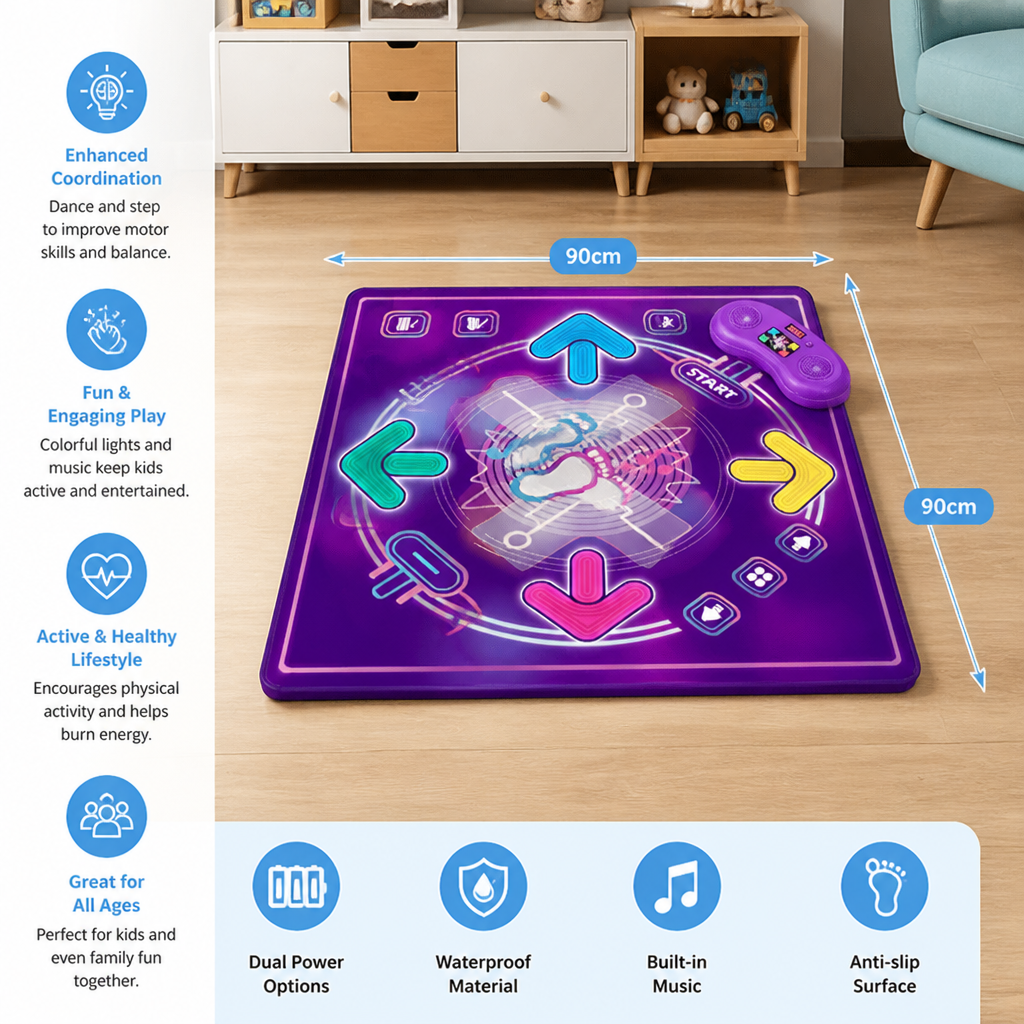 Interactive Musical Dance Mat with LED Lights for Kids