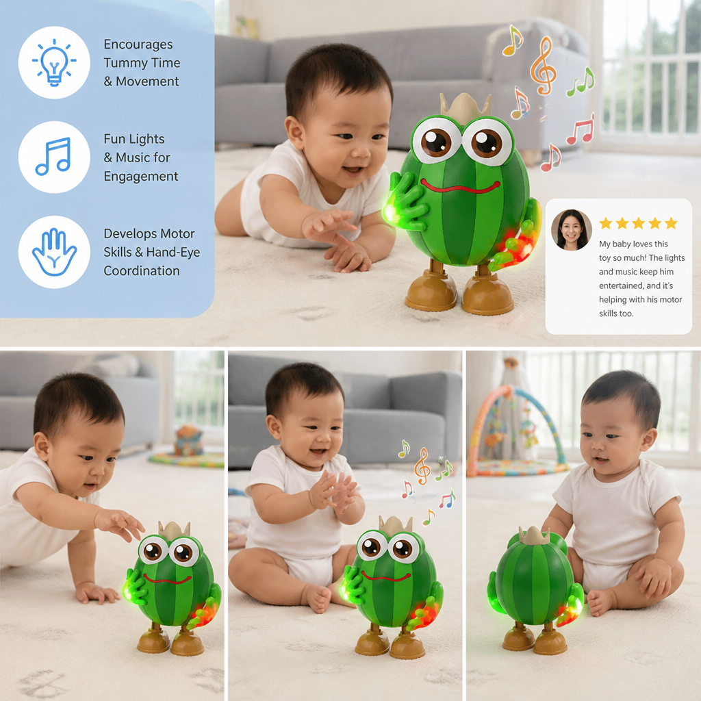 Dancing Watermelon Head-Up Tummy Time Toy with Lights & Music