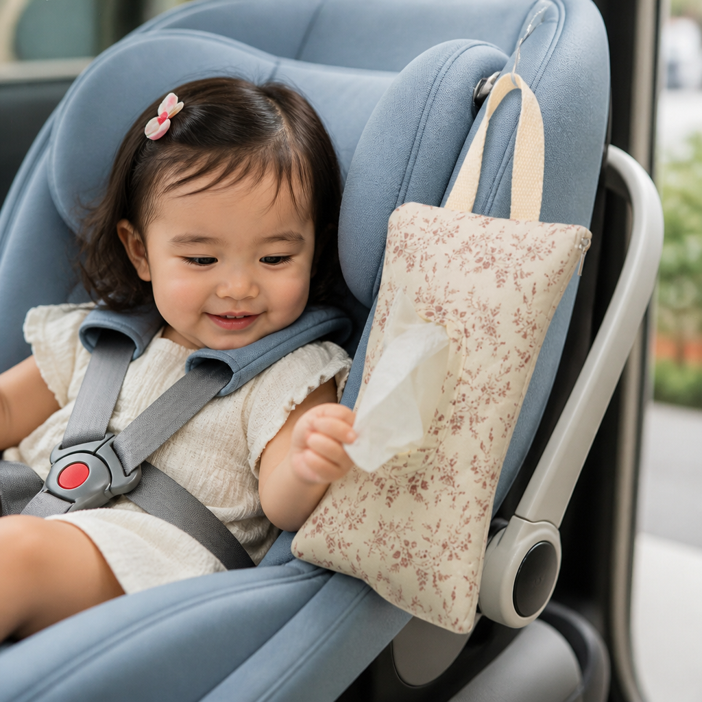 Hanging Tissue Holder for Strollers, Cribs & Cars