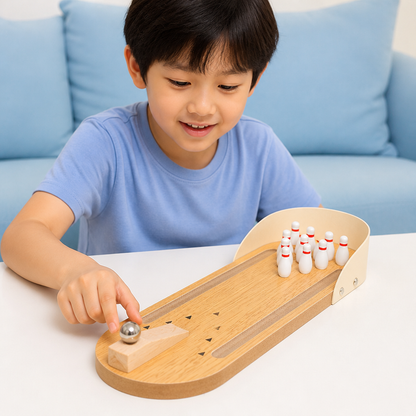 Wooden Mini Bowling Game – Portable Desktop Bowling Set for Kids