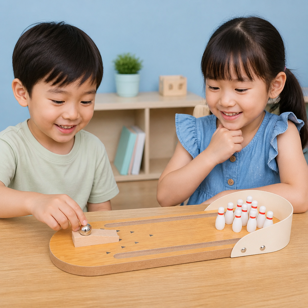 Wooden Mini Bowling Game – Portable Desktop Bowling Set for Kids