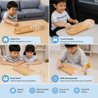 Wooden Mini Bowling Game – Portable Desktop Bowling Set for Kids