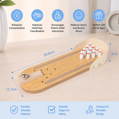 Wooden Mini Bowling Game – Portable Desktop Bowling Set for Kids