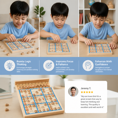 Wooden Sudoku Puzzle Board – Educational Logic & Math Game