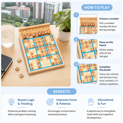 Wooden Sudoku Puzzle Board – Educational Logic & Math Game