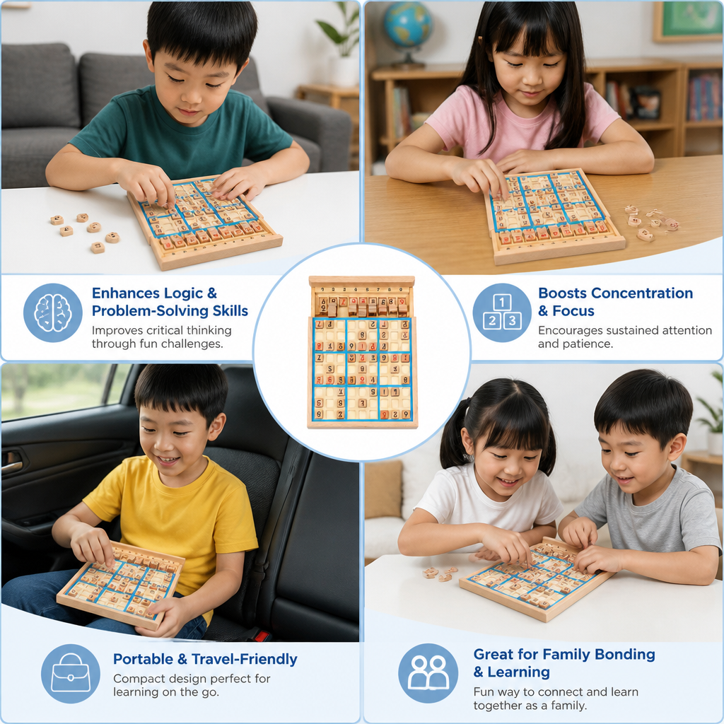 Wooden Sudoku Puzzle Board – Educational Logic & Math Game