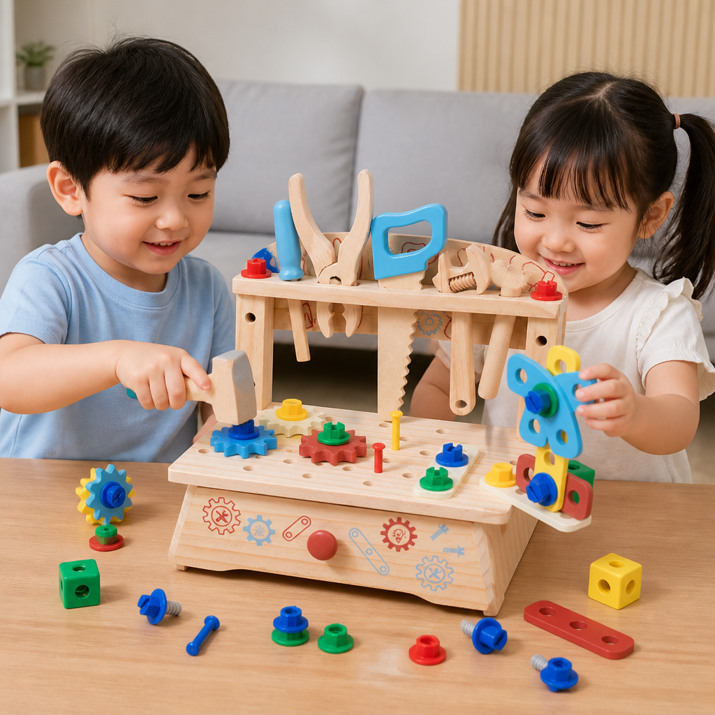 Wooden Kids Workbench & Tool Set – DIY Construction & Fine Motor Skills Learning Toy