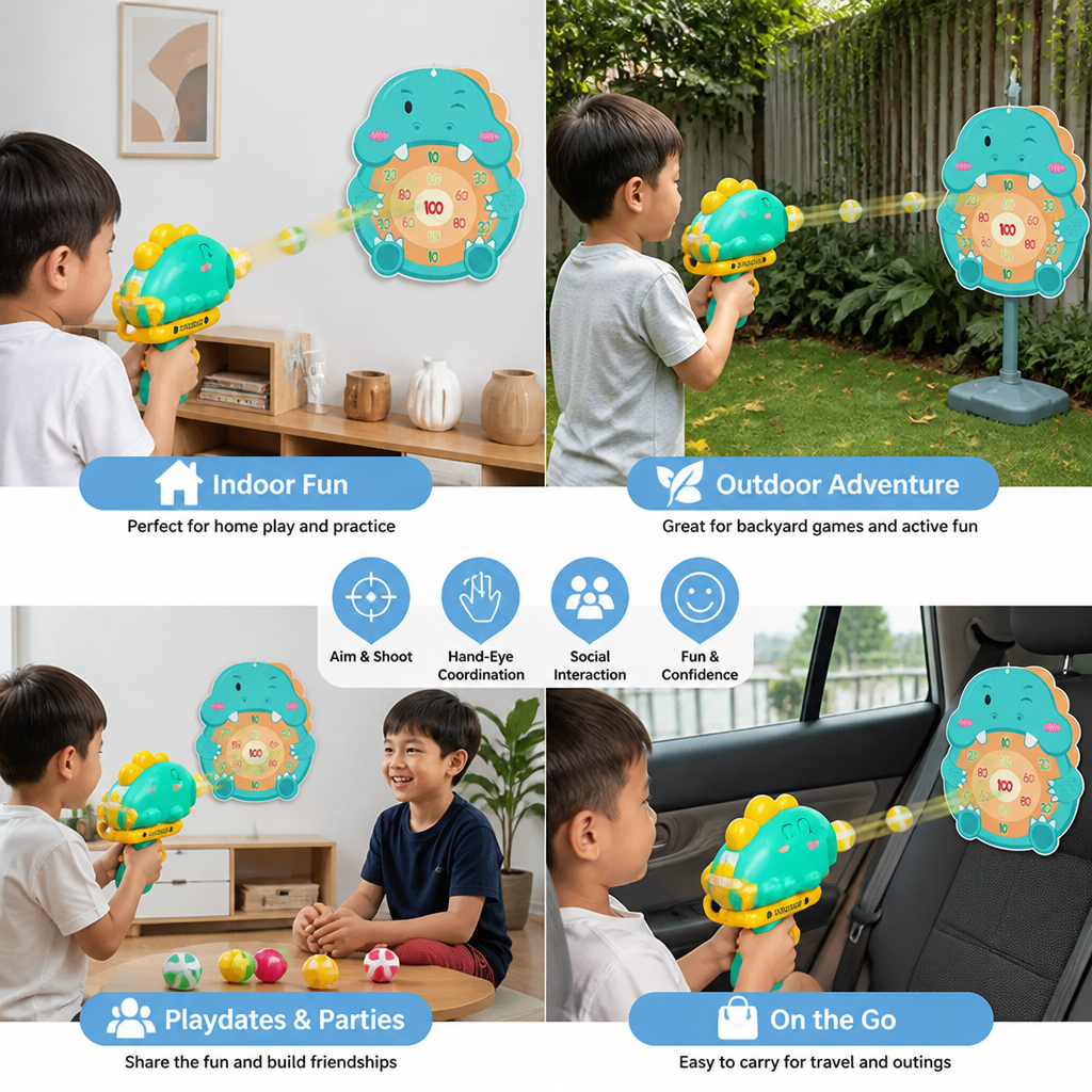 Dinosaur Sticky Ball Shooter – Target Shooting Game for Kids