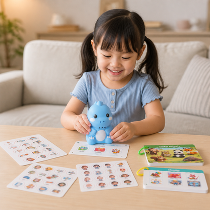 Interactive Dinosaur Talking Flash Cards & Stickers – Montessori Phonics & Sight Words Learning Set