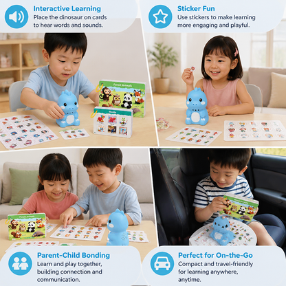 Interactive Dinosaur Talking Flash Cards & Stickers – Montessori Phonics & Sight Words Learning Set