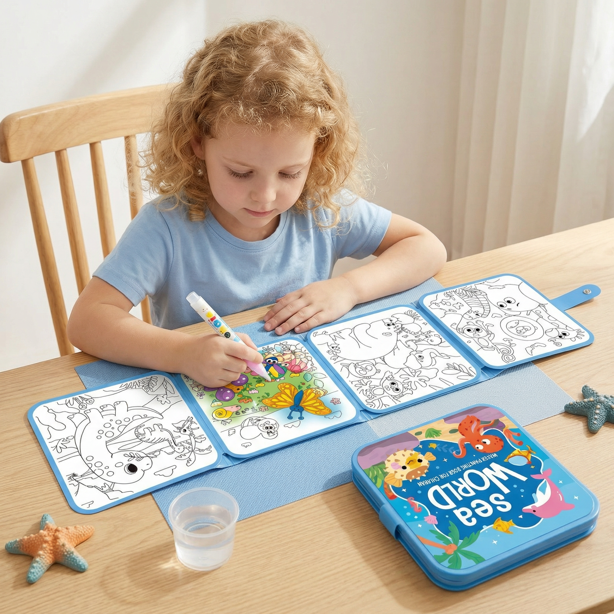 Magic Writing Water Magic Water Drawing Book – Reusable Mess-Free Colouring Fun – Liontots